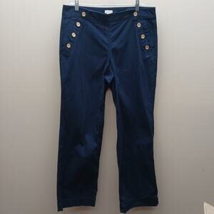 J. CREW Stretch Pull on Sailor Trouser Pants 100% Cotton Navy Blue SZ 10 Coastal